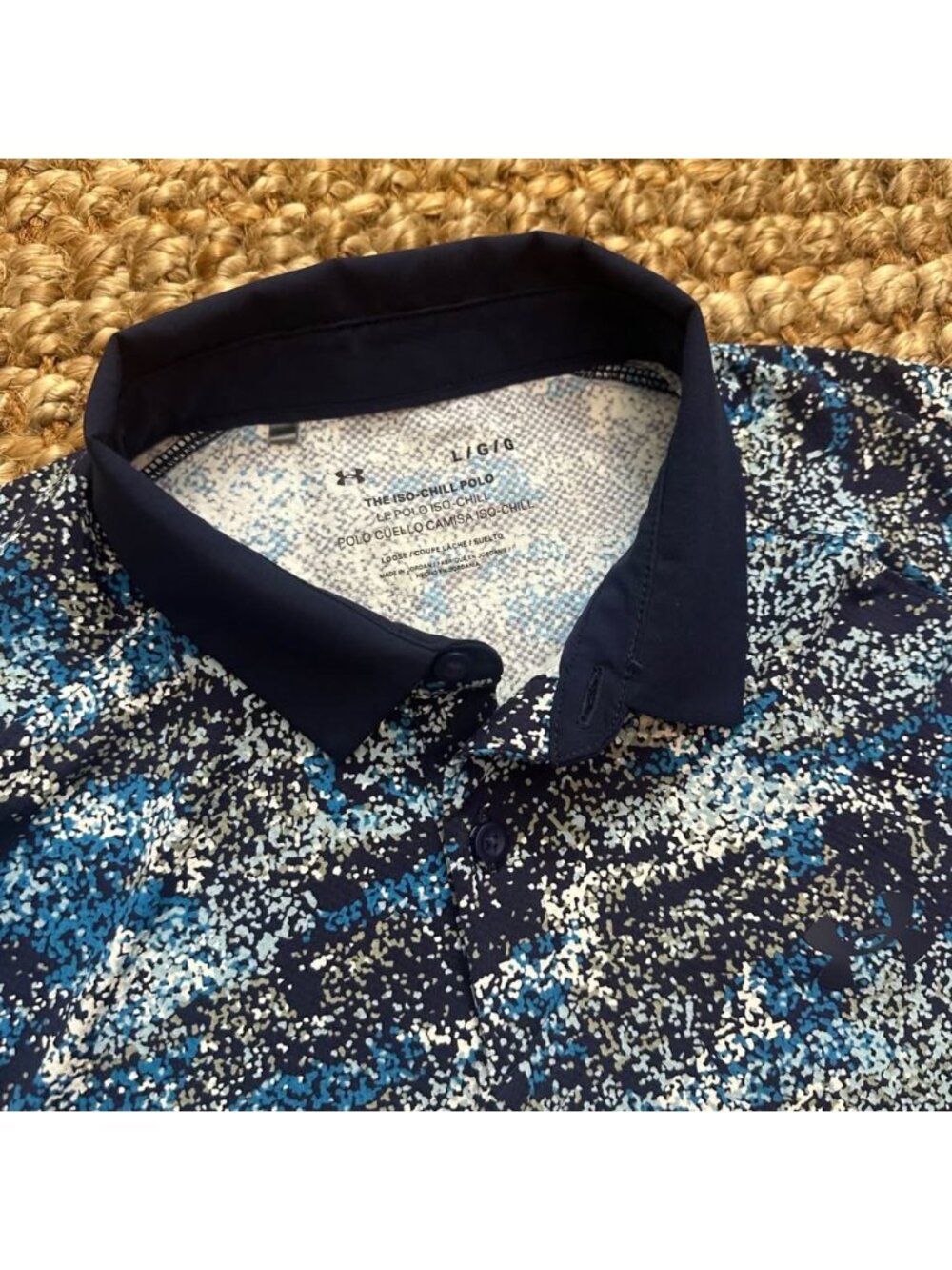 Under Armour Iso-Chill Golf Polo Shirt Men Large L Blue Camo Short Sleeve 138315